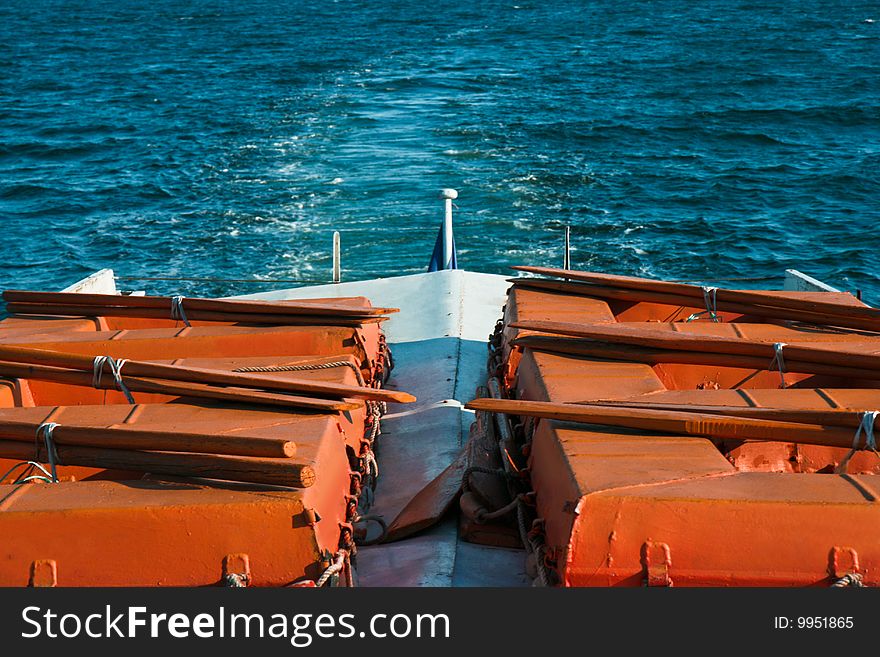 Trace on water from a stern of the sea ship. Trace on water from a stern of the sea ship