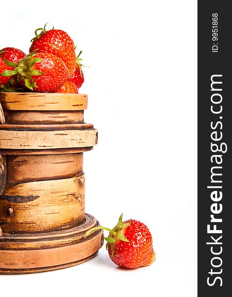 Wooden mug with a strawberry (left)