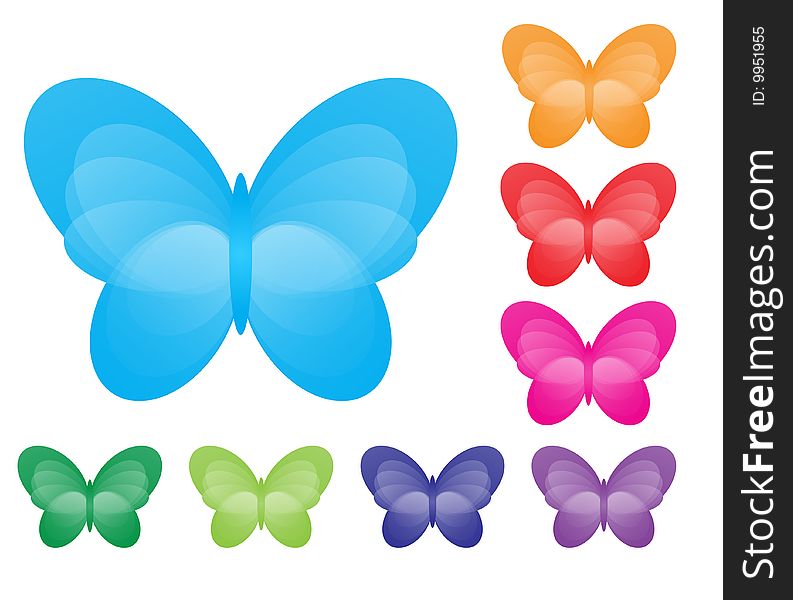 Set of colorful butterflies (great as icons)