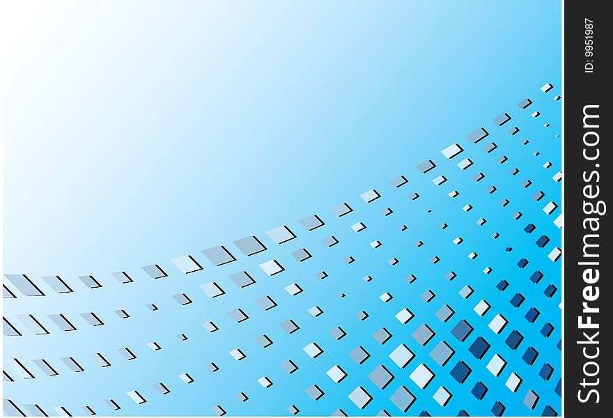 Perspective square mosaic background over blue gradient