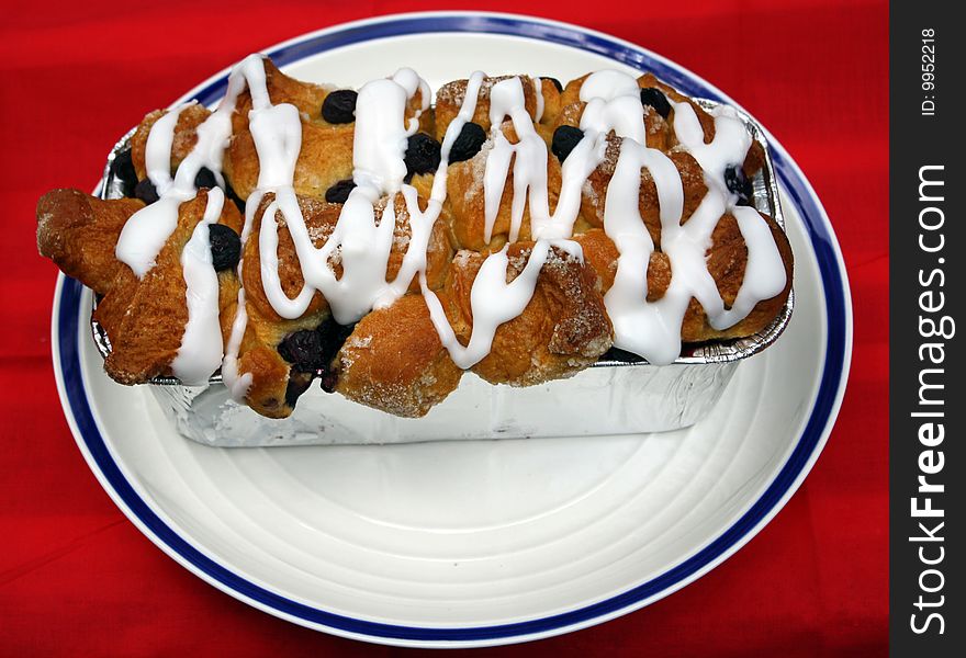 Red white and blueberry bread on plate