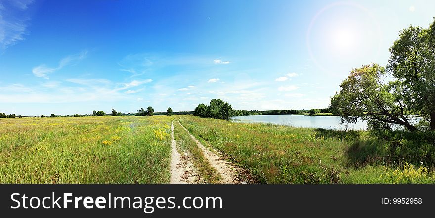 Summer, heat. Panorama Ryazan Lakes