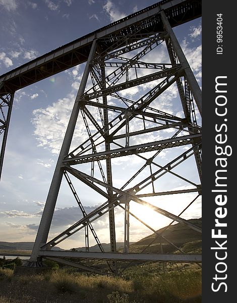 A silhouetted image of Joso Bridge in south eastern Washington. A silhouetted image of Joso Bridge in south eastern Washington.