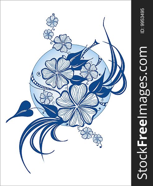 Abstract vector illustration. Flowers on a blue background. Abstract vector illustration. Flowers on a blue background