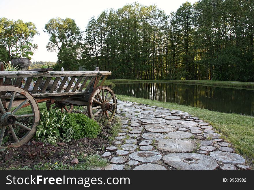 Old traditional carriage in the countryside