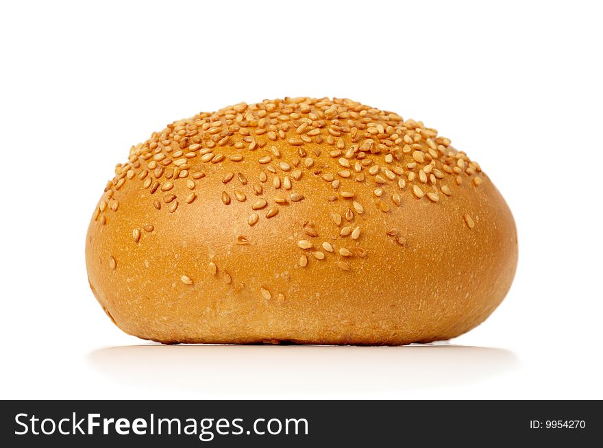 This picture depicts warm fresh bun with sesame seeds