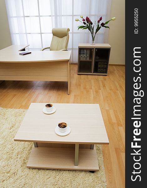 Cups from coffee on a table at modern office