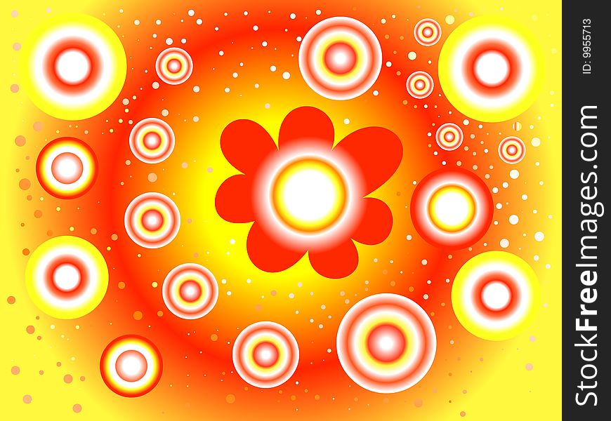 Abstract background from one flower and many circles. Abstract background from one flower and many circles.