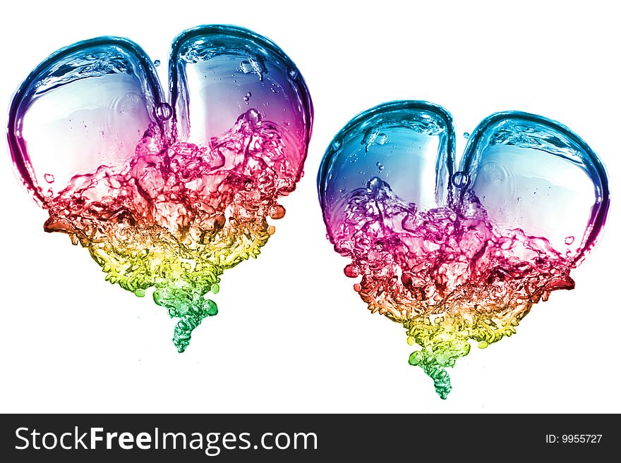 Colorful Bubble air hearts underwater isolated. Colorful Bubble air hearts underwater isolated