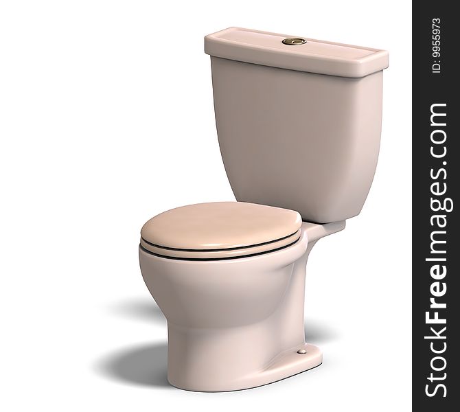 3d rendering of a beige toilet with Clipping Path and shadow over white. 3d rendering of a beige toilet with Clipping Path and shadow over white