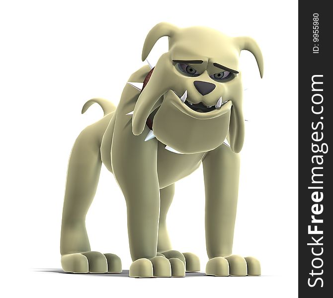 A smart comic dog. 3D render with clipping path and shadow over white. A smart comic dog. 3D render with clipping path and shadow over white