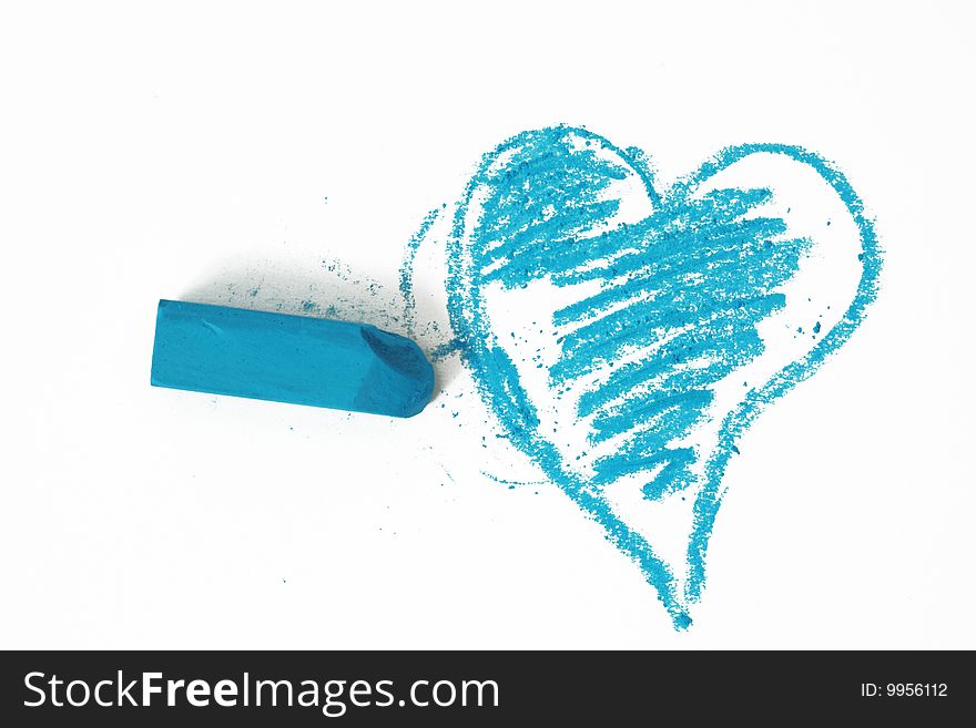 Blue Heart Pastel Sticks Doodle