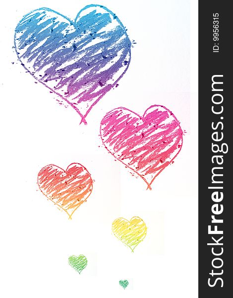 Colorful groups of hearts doodle isolated. Colorful groups of hearts doodle isolated