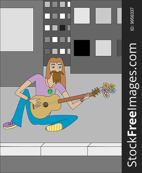 Urban hippie.Background Vector Illustration