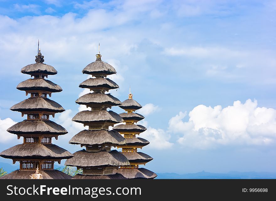 Three buddhist pagodas on Bali island. Three buddhist pagodas on Bali island
