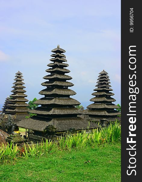 Three buddhist pagodas on Bali island