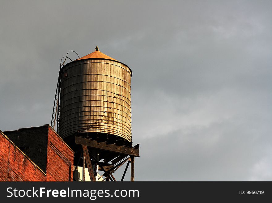 Water tower over long island city