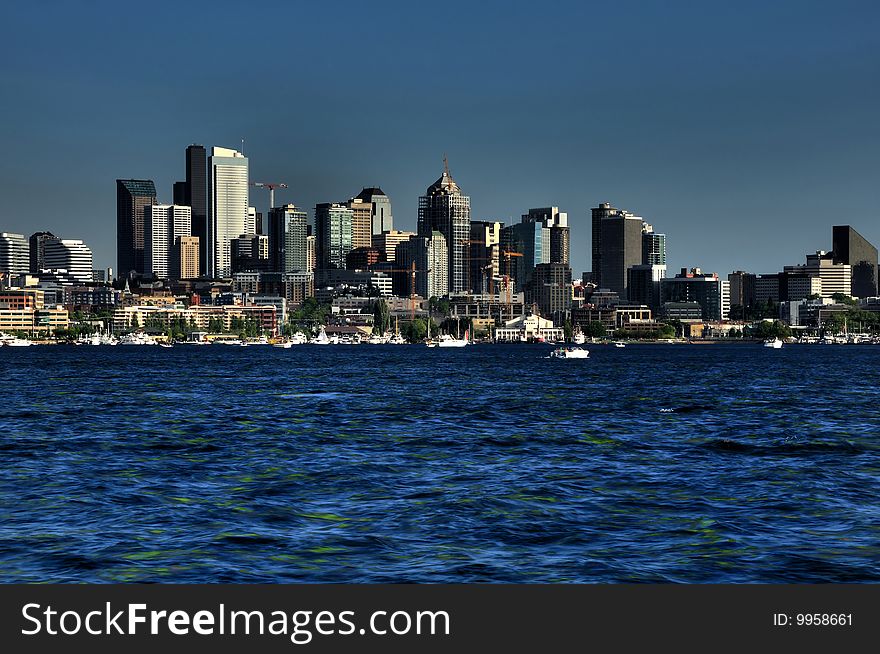 Seattle downtown city view across Elliot bay. Seattle downtown city view across Elliot bay