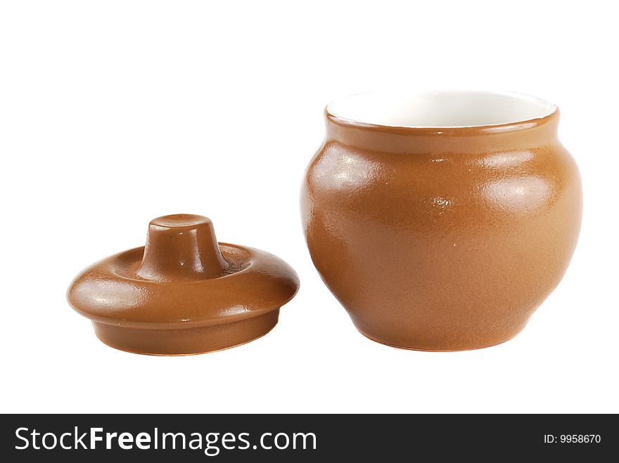 Brown pot for cooking with a cover