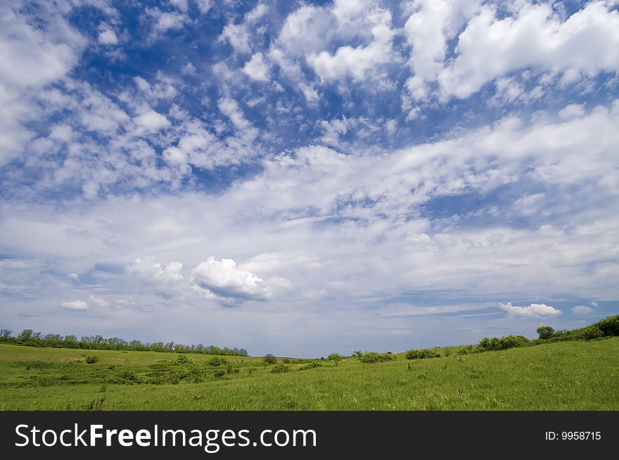 Wide angle blue sky with daylight background