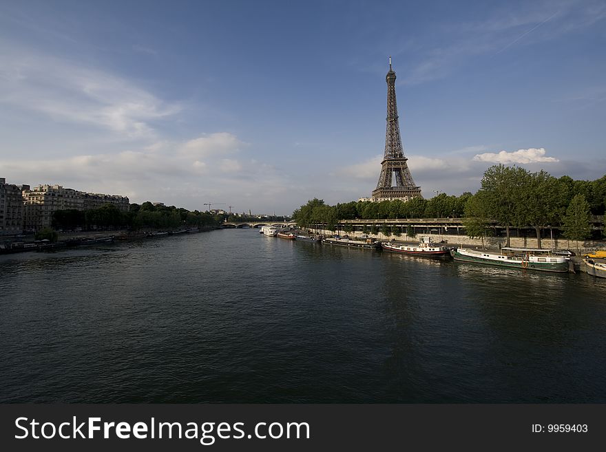 Eiffel Tower of Paris near the river Seine. Eiffel Tower of Paris near the river Seine