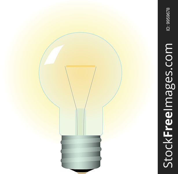 Light bulb glows. Vector Illustration