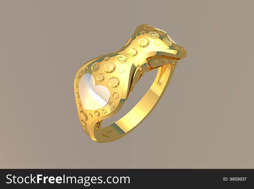 Twotone Heart Shaped Diamond Gold Engagement Ring. Twotone Heart Shaped Diamond Gold Engagement Ring