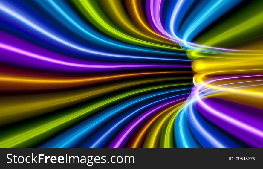 Abstract of colorful light lines on black. Abstract of colorful light lines on black.