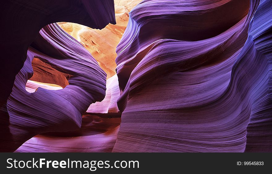 A view inside an eroded slot canyon.