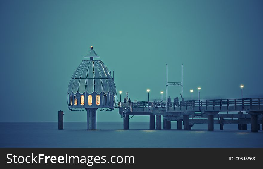 An diving bell, Tauchgondel, a dock in Zingst, Germany. An diving bell, Tauchgondel, a dock in Zingst, Germany.