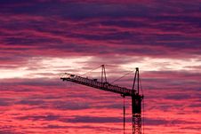 Crane In Sunset Stock Photo Crane In Sunset Stock Photo