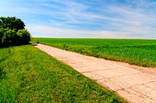Concrete Road Going Through Green Field Stock Images Concrete Road Going Through Green Field Stock Images