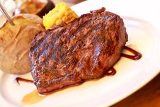 Sirloin Strip Steak With Corn Cob ,vegetables And Royalty Free Stock Photo Sirloin Strip Steak With Corn Cob ,vegetables And Royalty Free Stock Photo