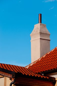 Closeup Of Red Roof With Chimney Royalty Free Stock Photo