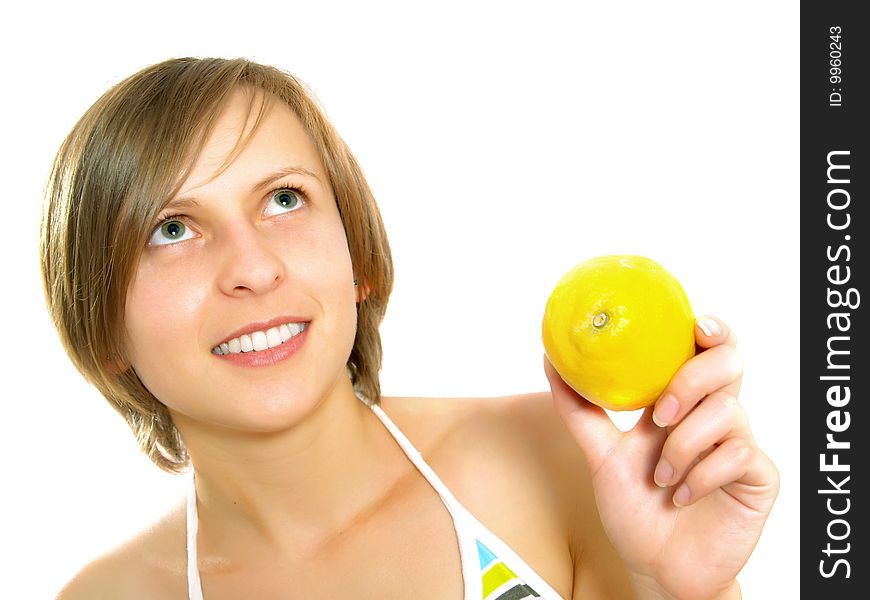 Smiling Young Lady With Lemon