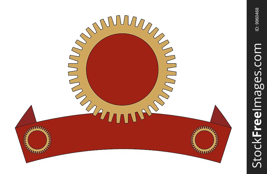 Engineering gear Medal with gold and red background. Engineering gear Medal with gold and red background