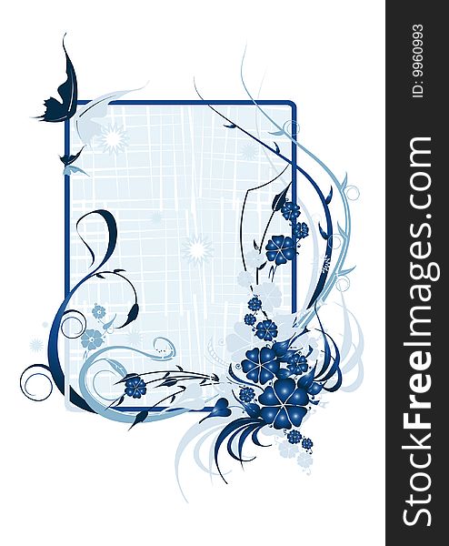 Vector Illustration Flowers On A Blue Background