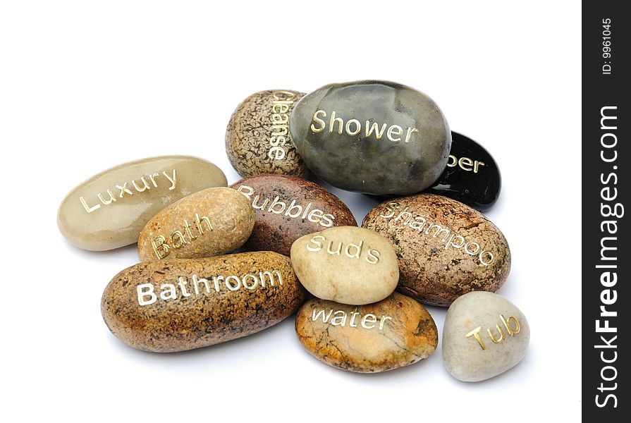 Shot of some ornamental bathroom pebbles on white. Shot of some ornamental bathroom pebbles on white