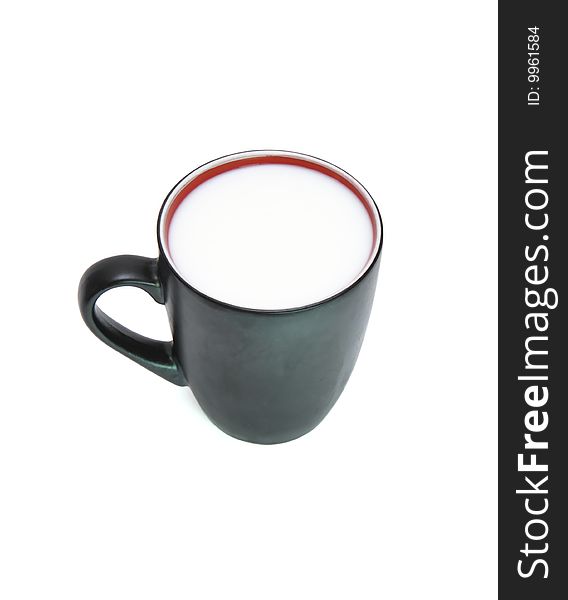 Black Cup Of Milk Isolated