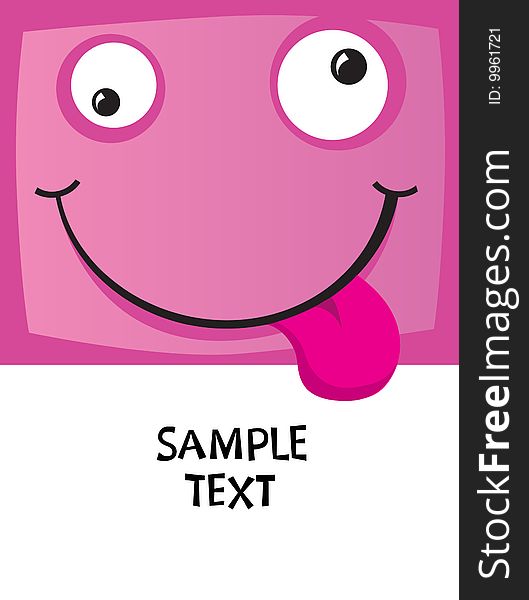 The cheerful character with a smile and tongue an illustration, a place for the text