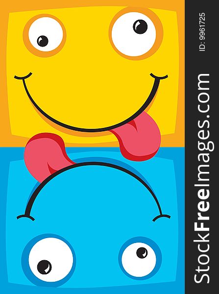 Two cheerful characters with smiles an illustration