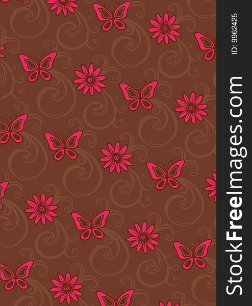 Floral design element with butterfly. Floral design element with butterfly