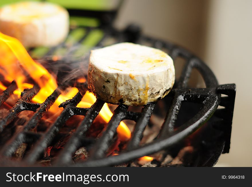 Grilled cheese right preparing on the grill. Grilled cheese right preparing on the grill