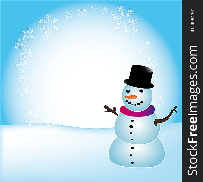 Winter card with snowman and place for a text. Winter card with snowman and place for a text