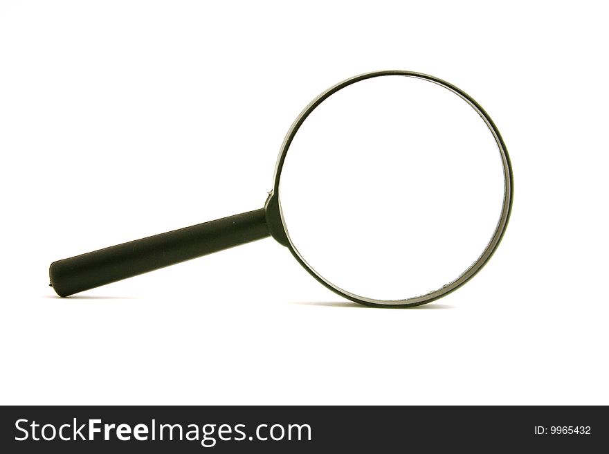magnifying glass on a white background, taken close-up. magnifying glass on a white background, taken close-up