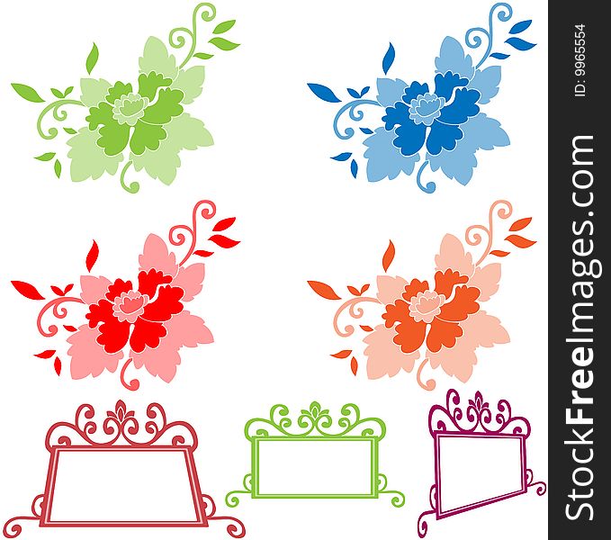 Vector collection of flowers and labels. Vector collection of flowers and labels
