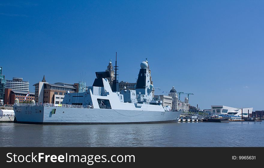 The royal navy's latest ship HMS Daring state of the art destroyer on a city vist to liver pool
