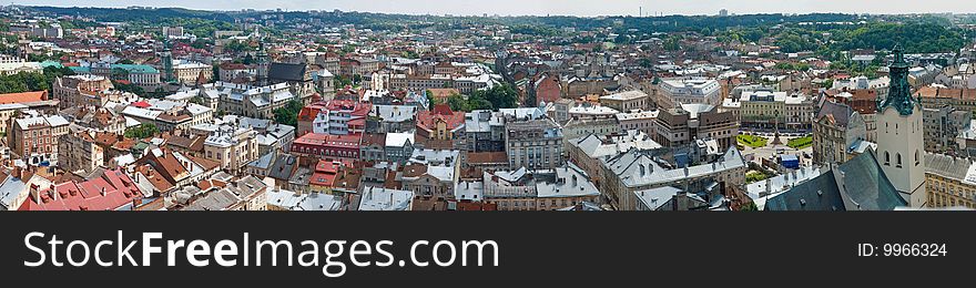 Panorama of a city of Lvov. Birds eye view.