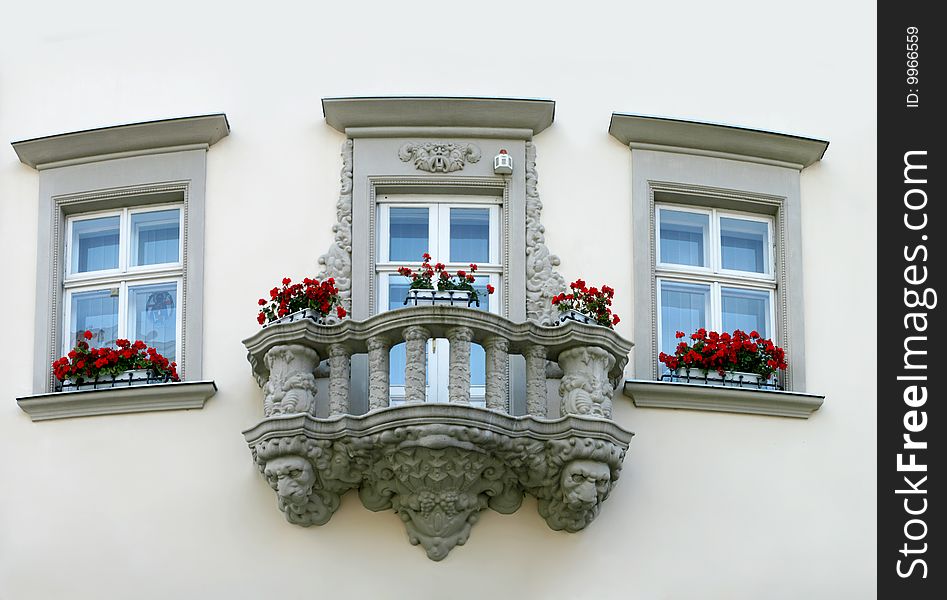 Balcony on the old house in Lvov