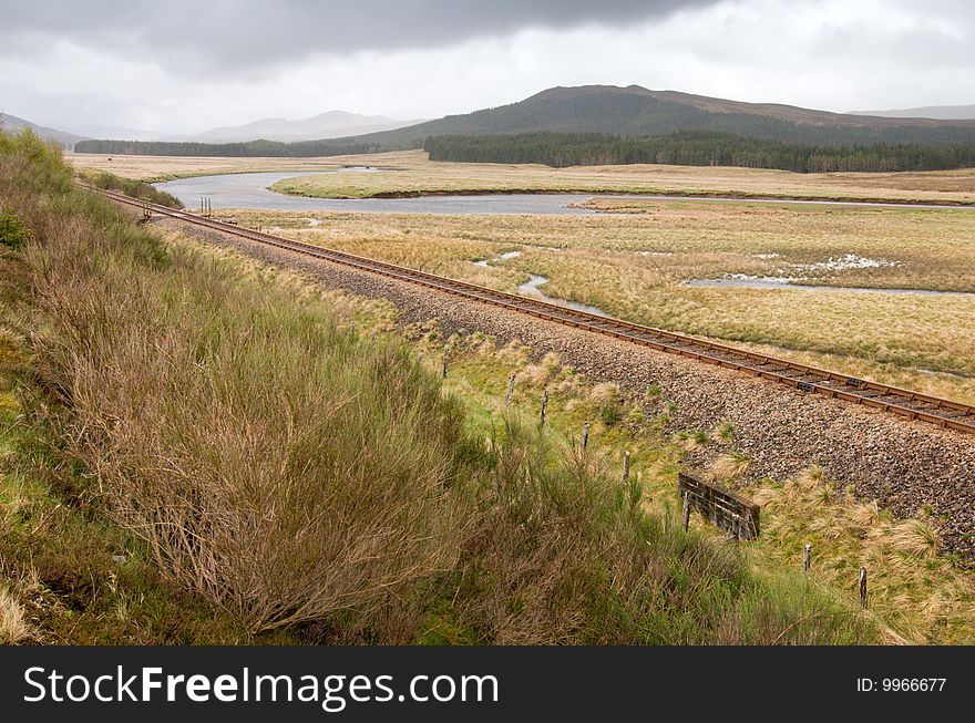 Rail Track landscape in scotland